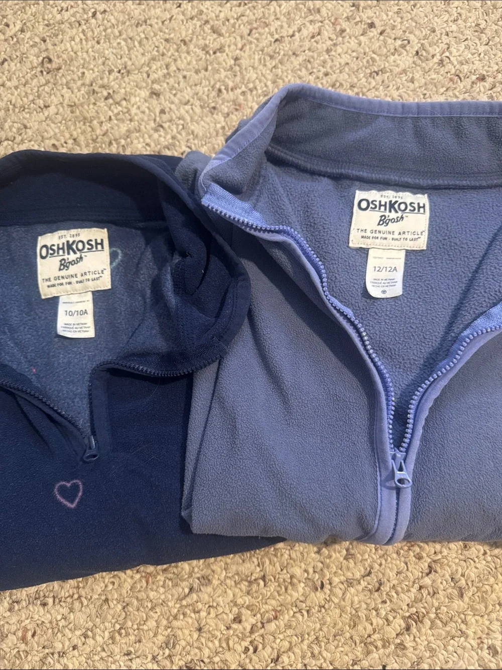 OshKosh B'gosh Girls' Quarter-Zip Fleece Pullovers - Navy & Periwinkle